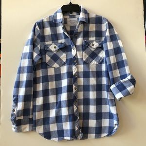 Johnnie B Blue Check Cotton Flannel Shirt Small
